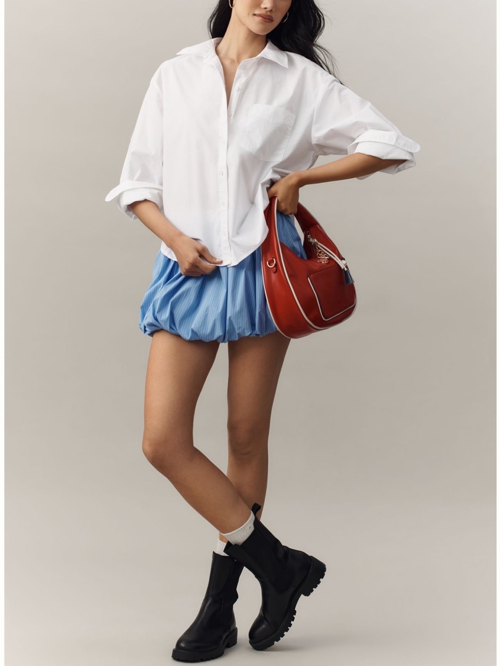 Maeve Shrunken Bennet Button-Down Shirt - White - Picture 3 of 12